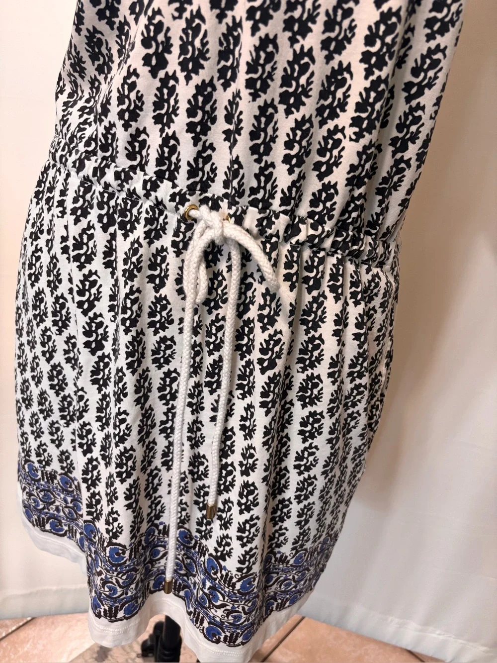 Tory Burch Amara Dress Women's XS 100% Pima Cotton Drawstring fair island